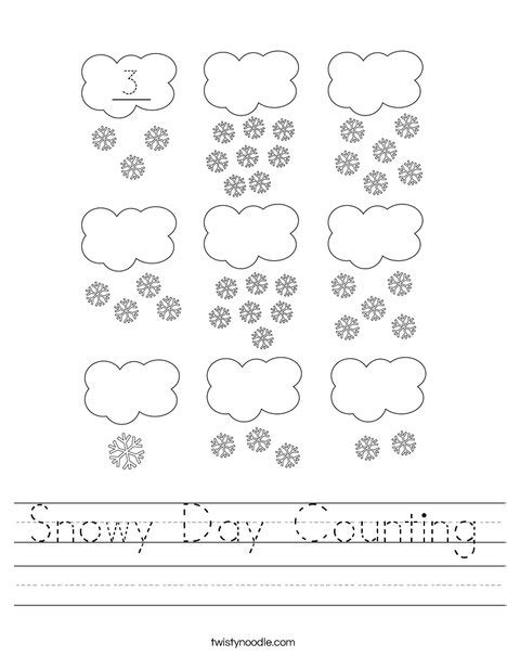Snowy Day Counting Worksheet Twisty Noodle