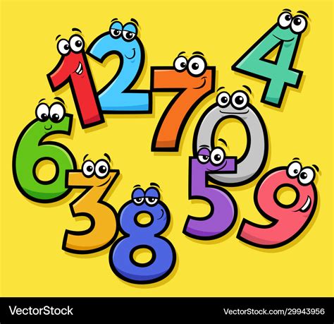 Basic Numbers Cartoon Funny Characters Group Vector Image
