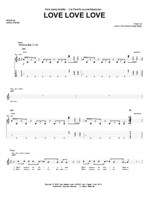Love Love Love By Lenny Kravitz Guitar Tab Guitar Instructor