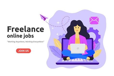 Freelance Online Job Design Concept Freelancer Develops Busines 248372