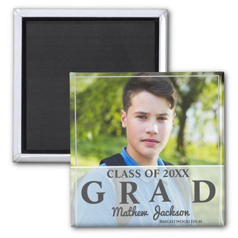 Ad Modern Bold Font Class Of 2020 Grad Photo Magnet Proudly