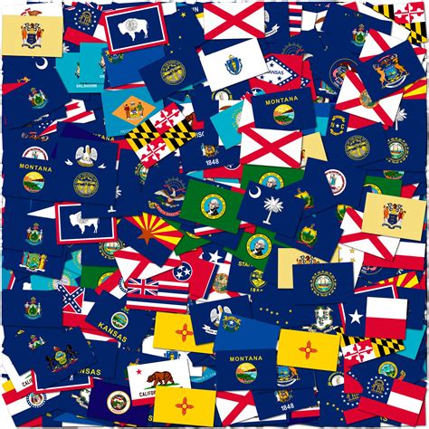 Illustration Of The Flags Of Us States Collage Cq