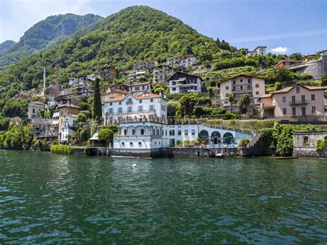 Italy Lombardy Lake Como Argegno Townscape Stock Photo