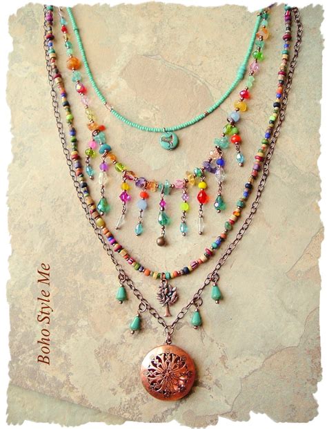 Boho Colorful Modern Hippie Necklace Layered Gypsy Necklace Bohemian
