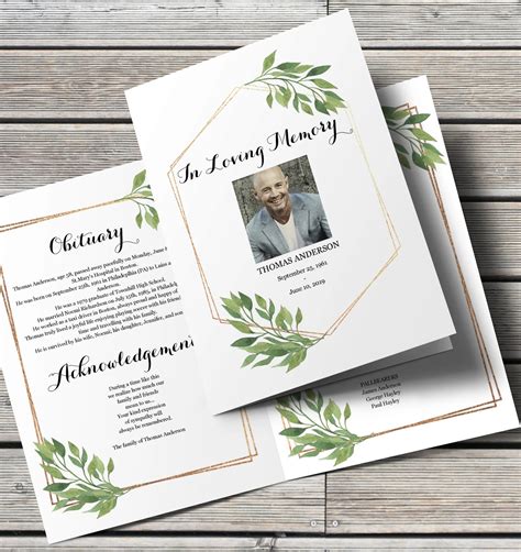 Editable Downloadable Printable Free Blank Funeral Program Templates