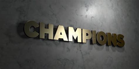 Champions Gold Text On Black Background 3d Rendered Royalty Free