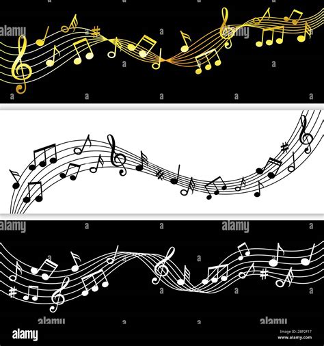 Music Notes Flow Doodle Music Note Drawing Sheet Patterns Vector