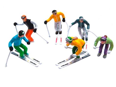 Miniatures De 6 Figurines Debout à Ski 132