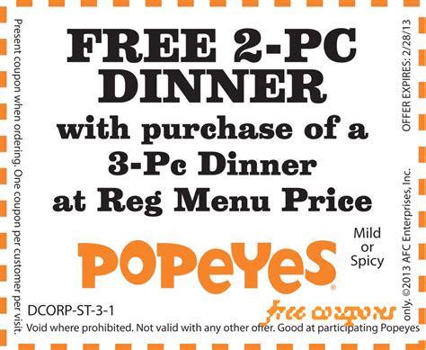 Free Printable Coupons For Popeyes Chicken