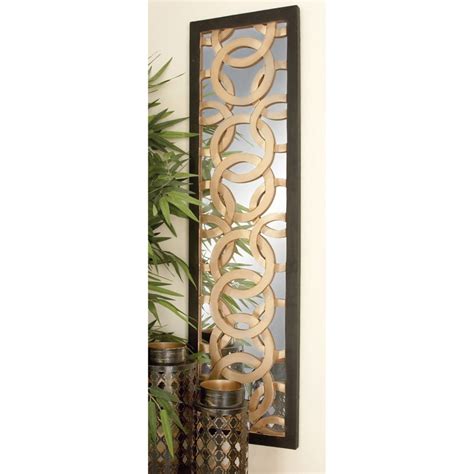 Decmode 12w X 44h In Each Linked Circle Design Wood Over Mirror Wall