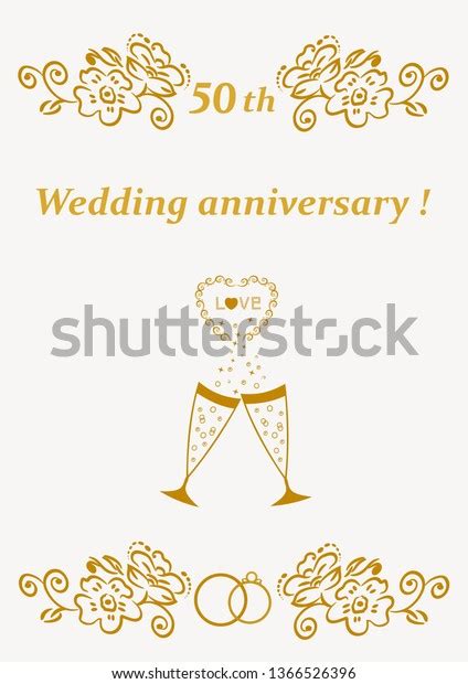 50th Wedding Anniversary Card Greetings Writing Stock Vector Royalty
