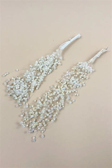 Vintage Bridal White Or Ivory Pearl Sprays W Illusion Wire Etsy
