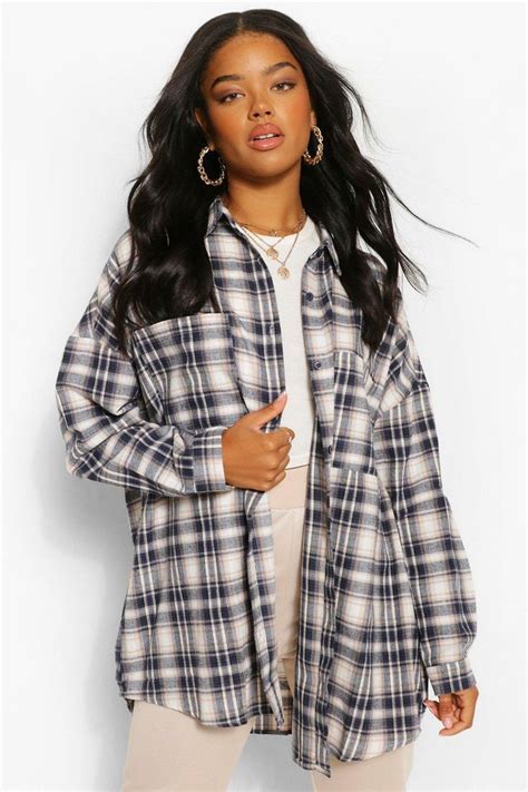 Oversized Flannel Shirt Boohoo Oversized Flannel Plaid Shirt Outfits Shirts