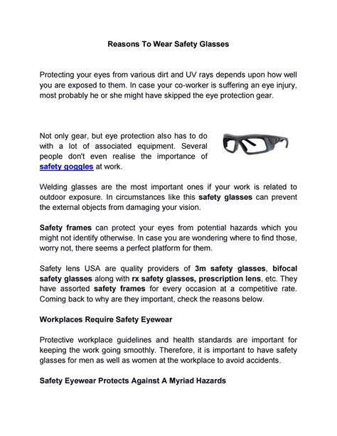 reasons to wear safety glasses safety glasses houston by safety usa issuu