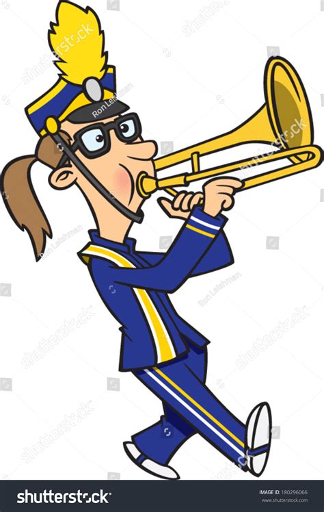 Cartoon Girl Playing Trombone Marching Band Stock Vector Royalty Free