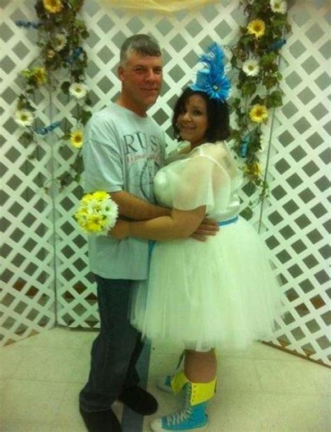 At Least Her Shoes Match Her Hat Prisonstyle Ugly Wedding Dress