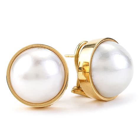 Tiffany Co Mabe Pearl Earrings In K Yellow Gold New York