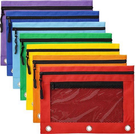 Large Zipper Pencil Pouch For 3 Ring Binder Multicolored