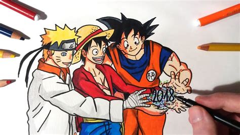 Speed Drawing Natsu Naruto Goku Luffy Ichigo