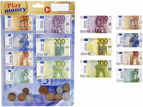 Der euro darf nur an ganz wenigen orten der welt unter strenger bewachung gedruckt werden. Spielgeld Euro 68 Teile Scheine und Münzen Kaufmannsladen ...