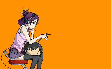 Free download latest collection of anime pfp wallpapers and backgrounds. Monogatari Series, Senjougahara Hitagi, Orange Background ...