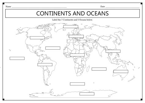 10 Best Images Of Blank Continents And Oceans Worksheets Printable