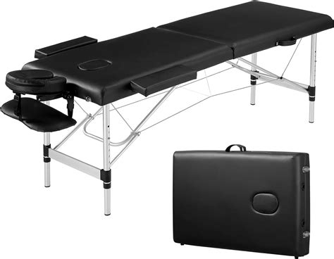 Prilinex Portable Folding Massage Table 2 Sections Reclining Spa Bed Aluminum Legs