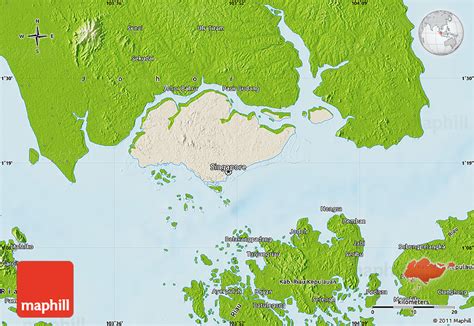 Shaded Relief Map Of Singapore Physical Outside