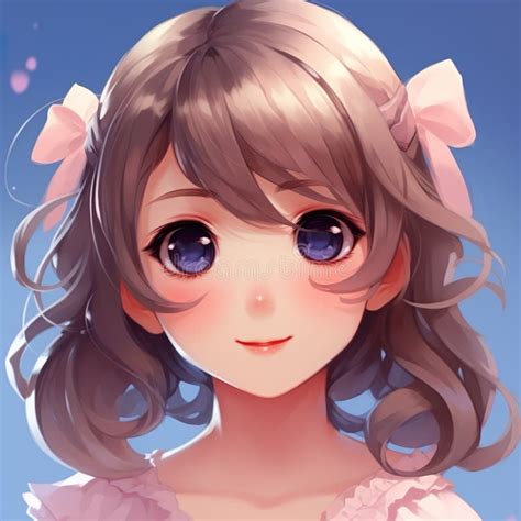 Close Up Shot Of Cute Kawai Anime Girl Generative Ai Stock Illustration