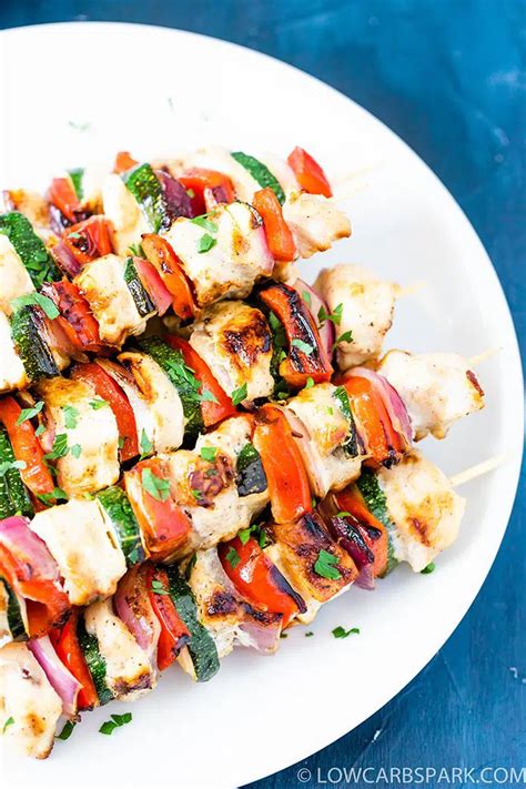 Easy And Juicy Grilled Chicken Kabobs With Vegetables Low Carb Spark