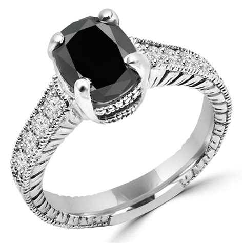 Black Diamond Vintage Engagement Ring Bijoux Majesty