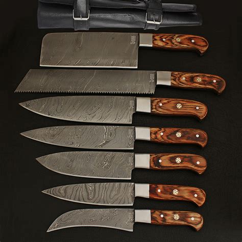 Damascus Kitchen Cutlery Set Set Of 7 Black Forge Knives Touch