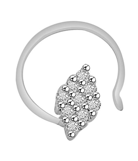 Ciemme Real Diamond Studded Rhombus Nose Pin 925 Sterling Silver