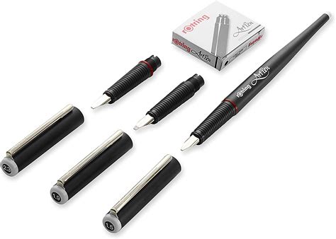 Rotring Artpen Calligraphy Pen Set 6 Ink Cartridges Black S0205870
