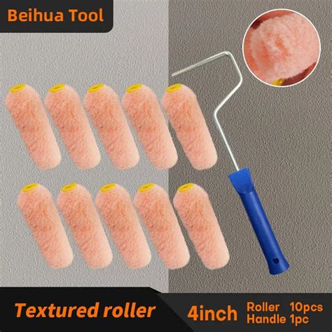11pcs Set 4inch Paint Roller Brush 10cm Orange Peel Textured Rollers
