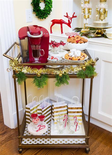 Get tips and design inspiration for your bar cart! Holiday Bar Cart Ideas! Coffee bar cart! | Bar cart decor ...