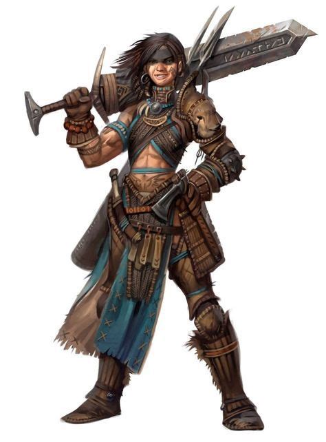 Greatsword Female Pathfinder Character Warrior Woman Barbarian