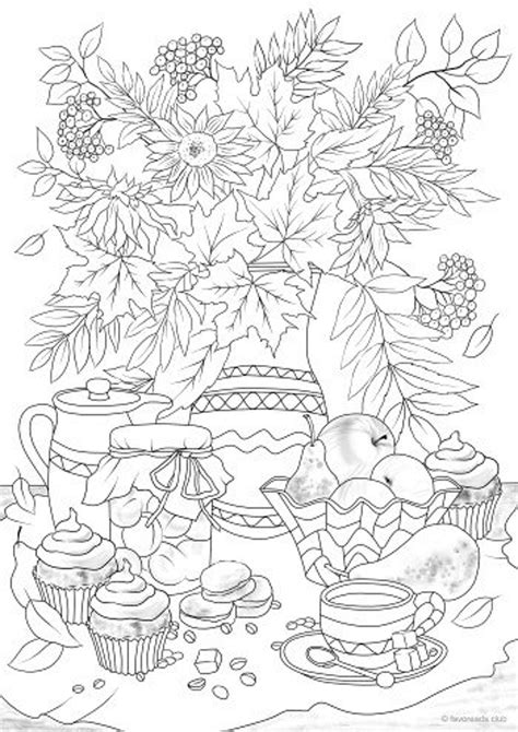 Autumn Comfort Printable Adult Coloring Page from Favoreads - Etsy.de