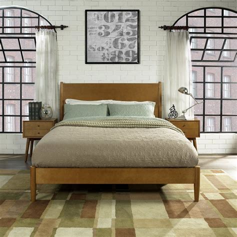 Escape from the stress of daily life with peaceful modern bedroom furniture. KF726001AC Mid Century Modern Acorn Brown King Platform ...