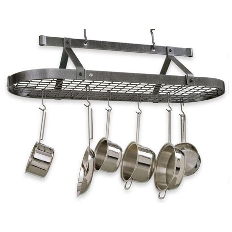 Make use of your ceilings for a hanging pot rack and get them all within if you don't have enough headroom for the pots to hang down, this magnetic pot holder is a neat idea. Enclume® Premier 4' Oval Hanging Pot Rack - 226476 ...
