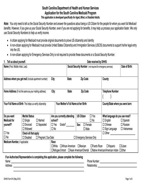 Sc Medicaid Application To Print 2010 2024 Form Fill Out And Sign