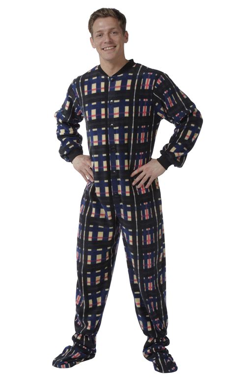 Snuggaroo Mens Onesie Footed Pjs All In One Pyjamas Fleece Pjs Tartan