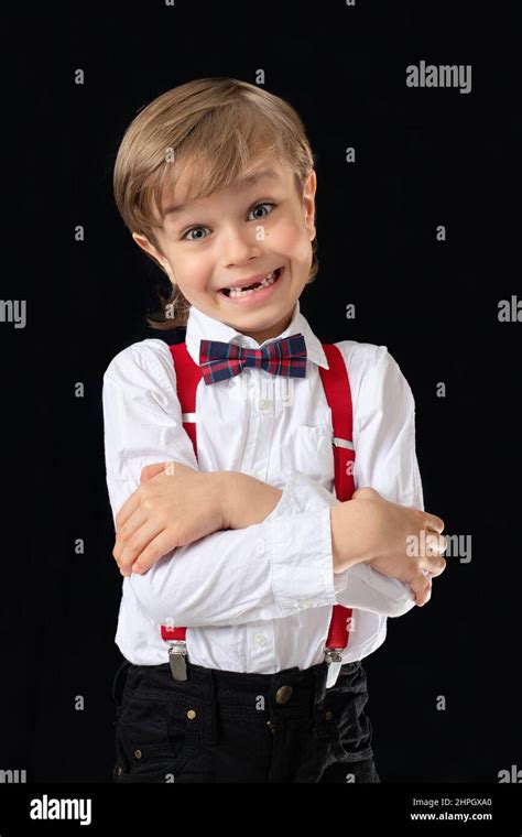 Adorable Little Preschool Boy Nicely Dressed Posing Stock Photo Alamy