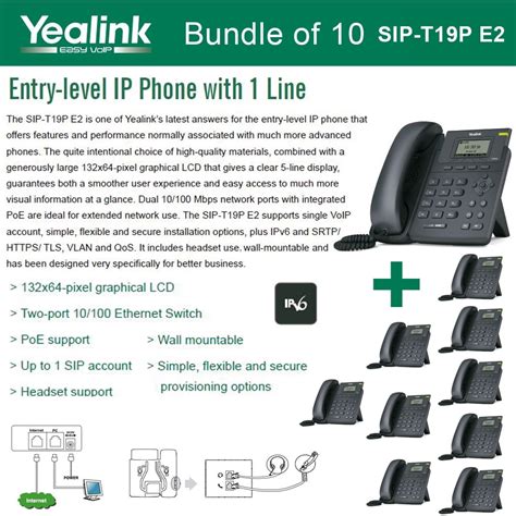 Yealink Sip T19p E2 10 Pack Voip Phone With 1 Line Poe Dual 10100