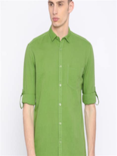 Buy Nature Casuals Men Green Slim Fit Solid Casual Shirt Shirts For