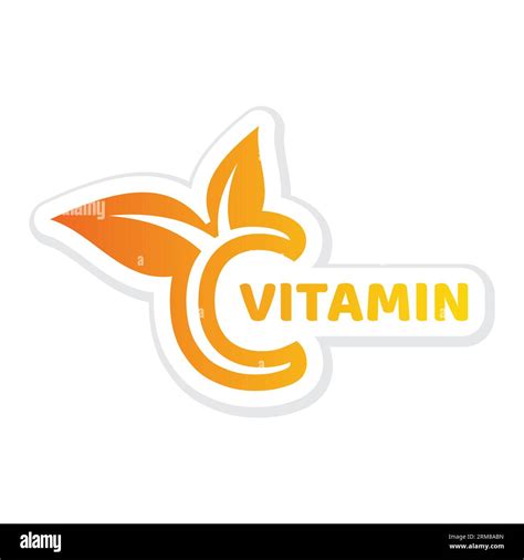 Vitamin C Colorful Sticker Vector Micronutrients Label Stock Vector