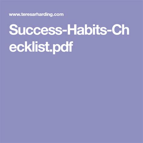 Success-Habits-Checklist.pdf | Success habits, Success, Habits