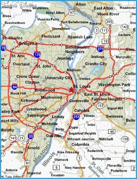 St Louis Map Travelsfinderscom