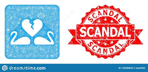 Textured Scandal Stamp and Network Divorce Swans Icon Stock Vector