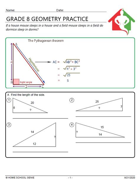 Grade 8 Geometry Practice 1 For Grade 8 On Teacha
